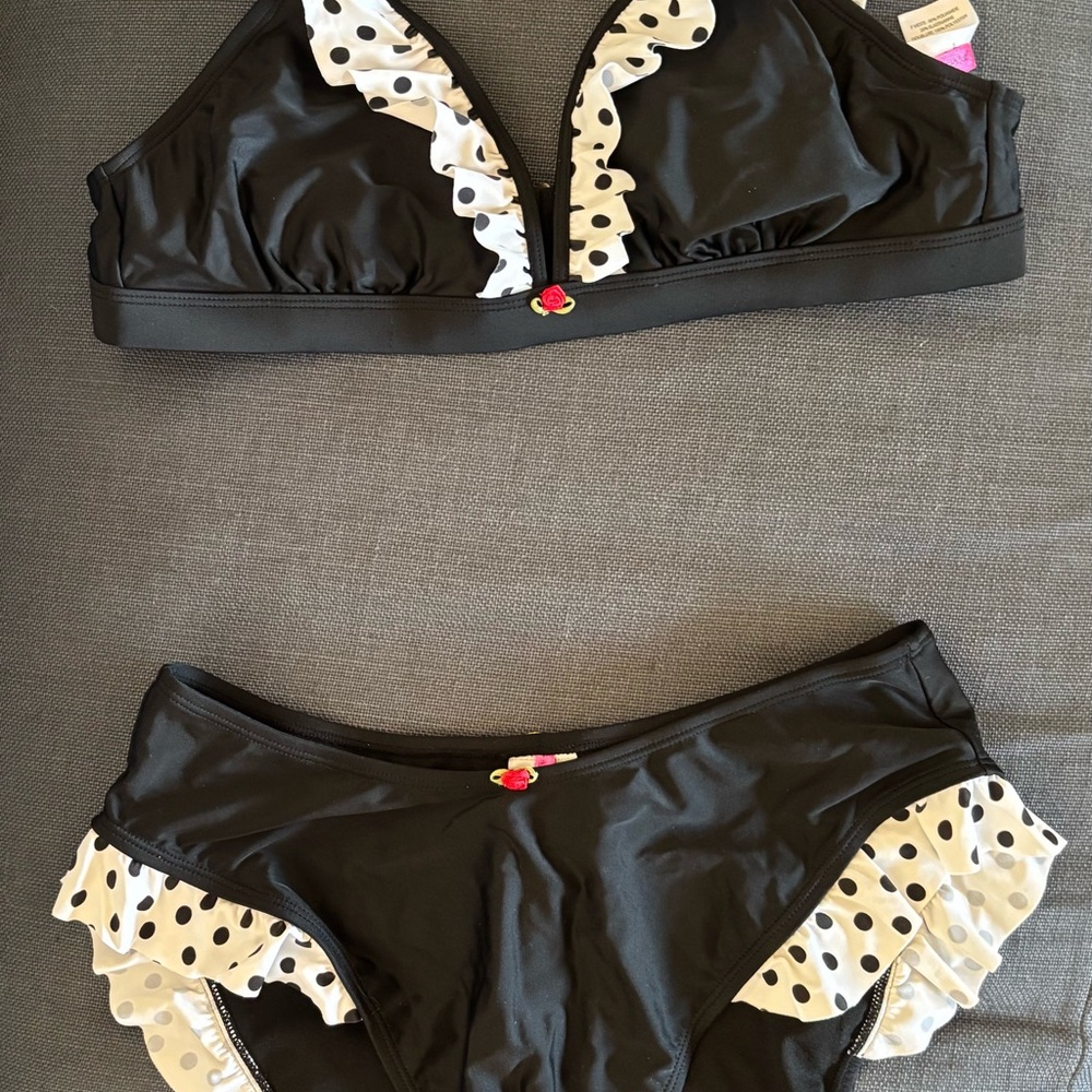 Betsey Johnson Black and White Polka Dot Bikini